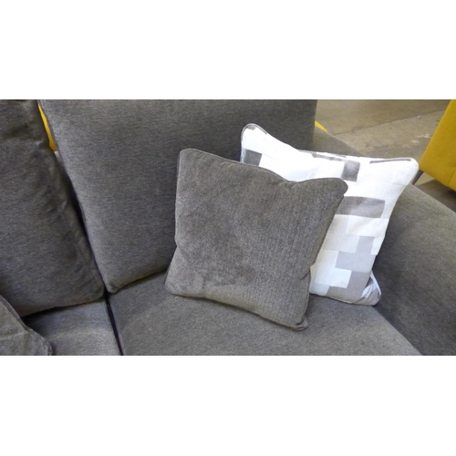 1491 - A dark mink velvet two seater sofa with steel trim