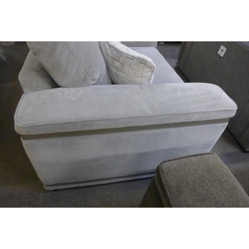 1492 - A grey velvet love seat with steel trim