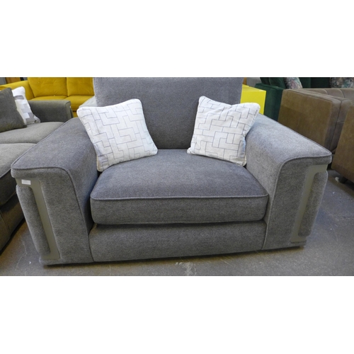 1493 - A mink velvet love seat with steel trim