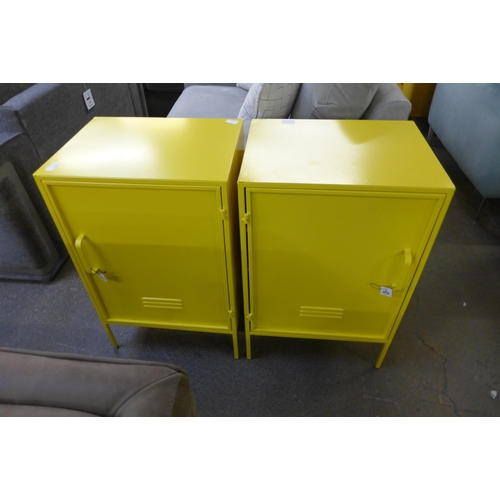 1494 - A pair of yellow industrial style lockers