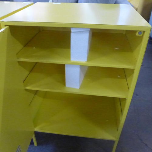 1494 - A pair of yellow industrial style lockers