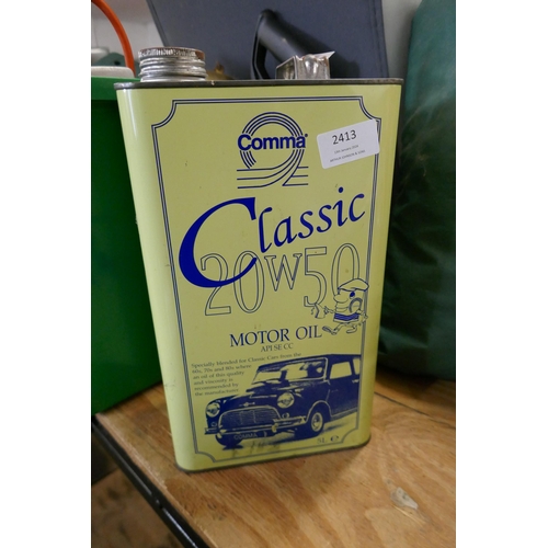 2413 - A Comma Classic 20 W50 motor oil and 2 Medan car covers for inside and outside use