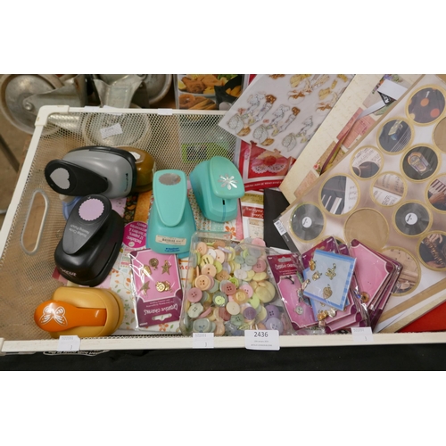 2436 - A quantity of craft items including stickers, buttons, nesting punches, charms, etc.