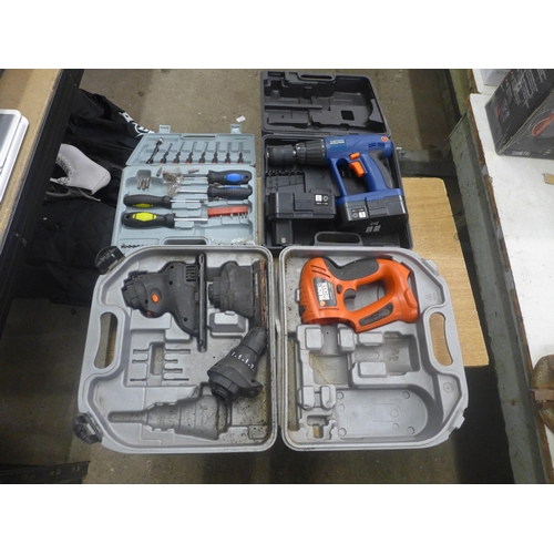 Assorted power tools including Nu Tool Evolution NPEK24c power