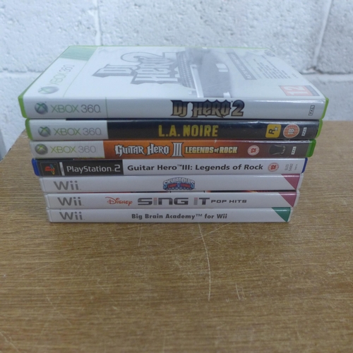 2128 - A box of approx. 50 games including games for Nintendo Wii, Playstation 2, PC, Xbox 360, Xbox one, N... 