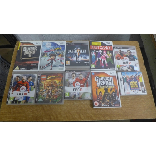 2128 - A box of approx. 50 games including games for Nintendo Wii, Playstation 2, PC, Xbox 360, Xbox one, N... 