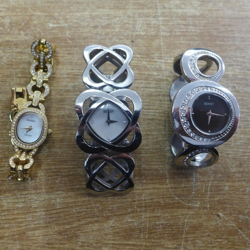 2149 - 2 Lady's Sekonda Seksy wristwatches and a Sekonda gold tone watch