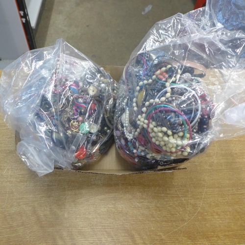 2157 - 2 Bags of costume jewellery