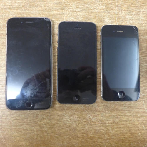 2158 - Three iPhones (4,5,6) - untested (phones only, no cables, box, paperwork etc)