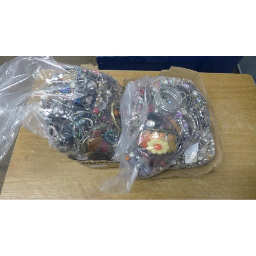 2160 - 2 Bags of costume jewellery