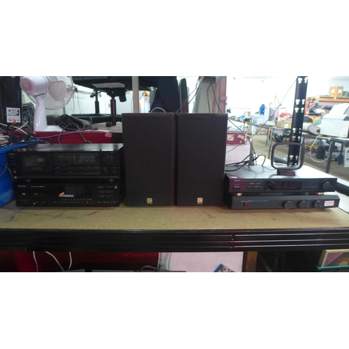 2164A - Stereo equipment including: An Aiwa HX Pro cassette deck, a Phillips compact disk player (Model CD85... 