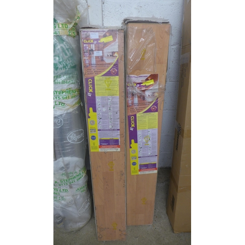 2332 - Six packs of Click-It 2.21m² laminate flooring - 9 panels per pack (panel size 1285 x 191 x 7.2mm)