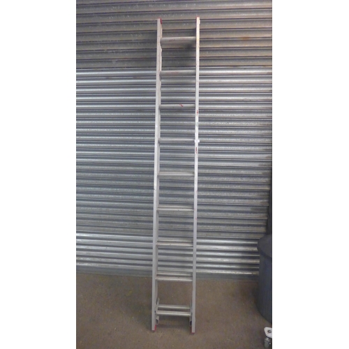 2205 - A set of 9-rung aluminium double extension ladders