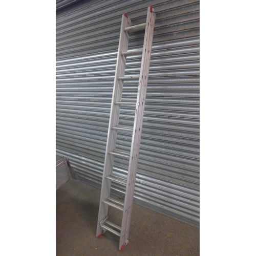 2205 - A set of 9-rung aluminium double extension ladders