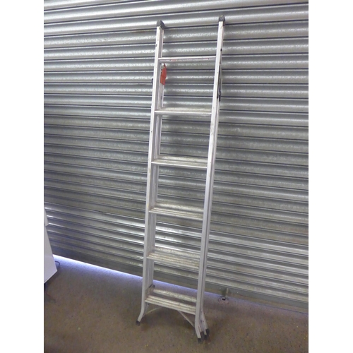 2265 - A 5-rung aluminium stepladder and a 6-rung aluminium double ladder