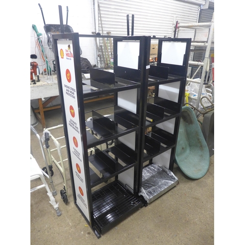 2271 - 2 Shell Helix Motor Oils black metal shelving units