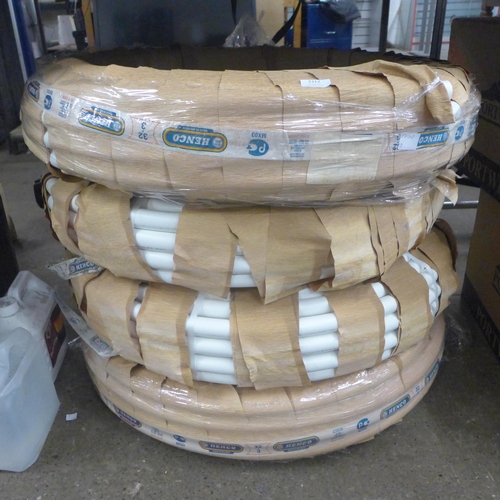 2312 - A quantity of 4 Henco Pex Pipe white 32mm x 50m multi layer coil pipe (50-320326)