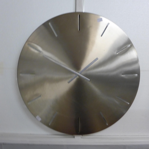 1339 - A brushed steel minimalist wall clock