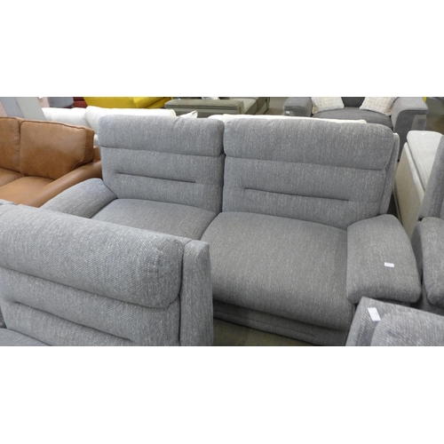 1429 - A grey hopsack reclining three seater sofa