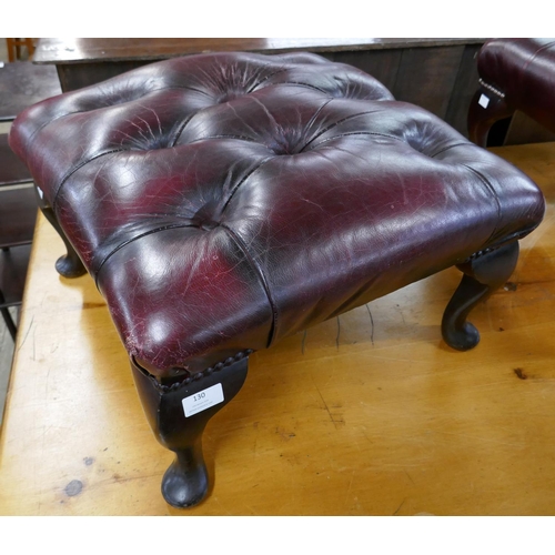 130 - An oxblood red leather Chesterfield footstool