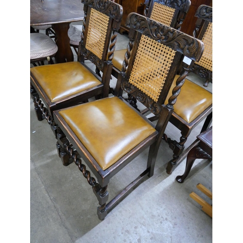 162 - A set of four oak barleytwist dining chairs