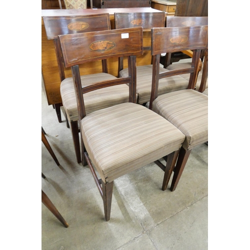 164 - A set of six Regency inlaid mahogany dining chairs