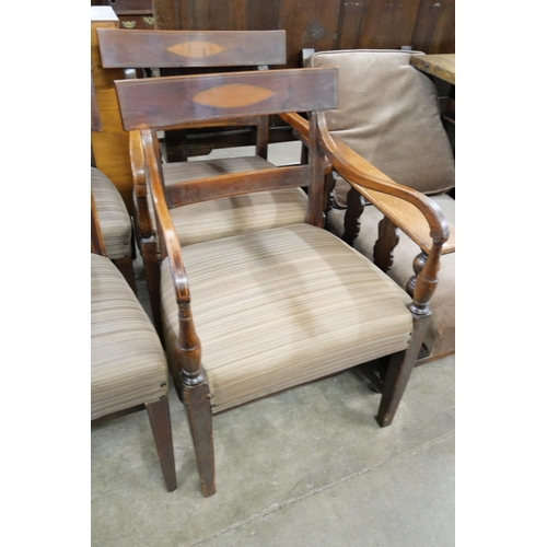 164 - A set of six Regency inlaid mahogany dining chairs