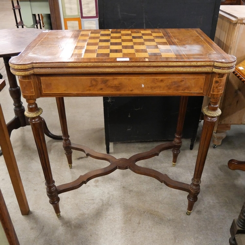 170 - A French 19th Century style walnut fold over games table