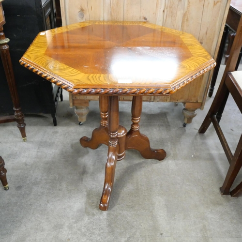 172 - A Victorian style mahogany and walnut octagonal occasional table