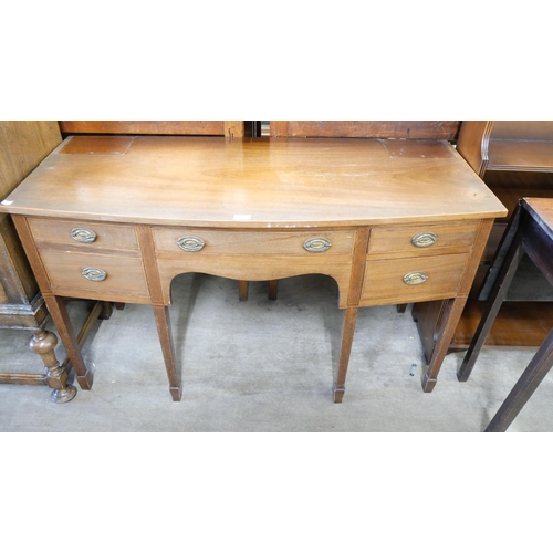 190 - An Edward VII inlaid mahogany serpentine sideboard