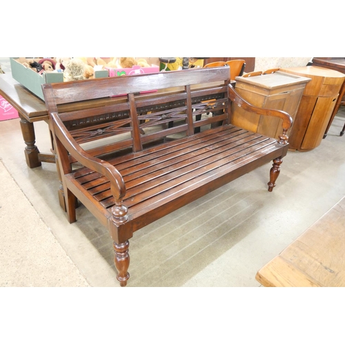 197 - A Victorian style hardwood bench