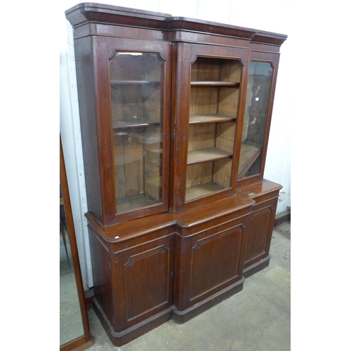 206 - A Victorian mahogany breakfront library bookcase