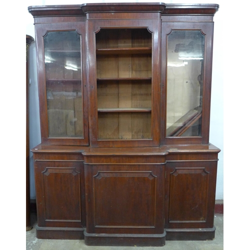 206 - A Victorian mahogany breakfront library bookcase