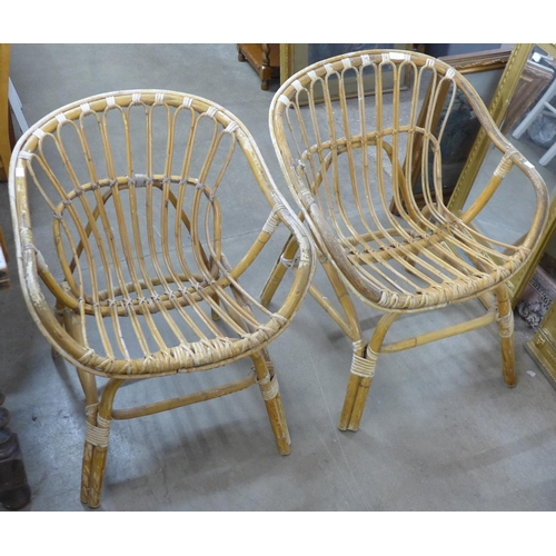 215 - A pair of bamboo armchairs