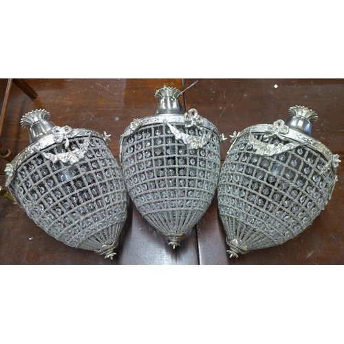 230 - Three French Empire style pear drop chandeliers