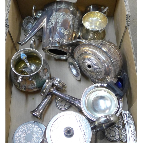 241 - A box of assorted silver plated ware