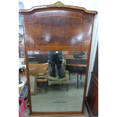 250 - A large 19th Century French Empire style inlaid mahogany pier mirror