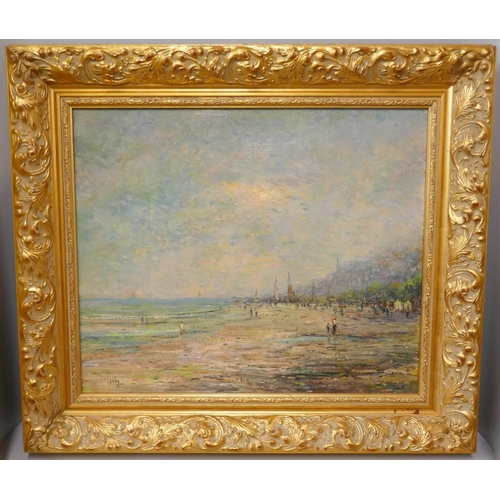 254 - Claude Gardy (b.1949), Impressionist style coastal landscape, oil on canvas, framed