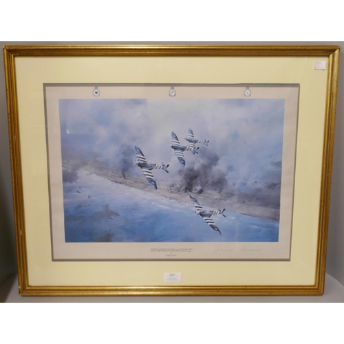 257 - A Robert Taylor aviation print, Eagle Squadron Scramble and a Johnnie Johnson print, Leading 144 Can... 