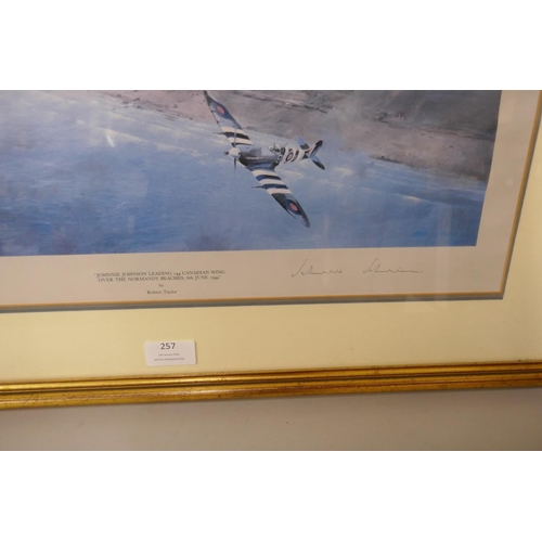 257 - A Robert Taylor aviation print, Eagle Squadron Scramble and a Johnnie Johnson print, Leading 144 Can... 