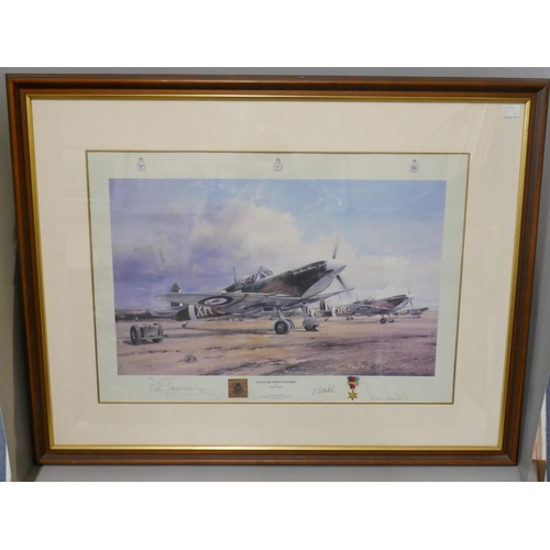 257 - A Robert Taylor aviation print, Eagle Squadron Scramble and a Johnnie Johnson print, Leading 144 Can... 