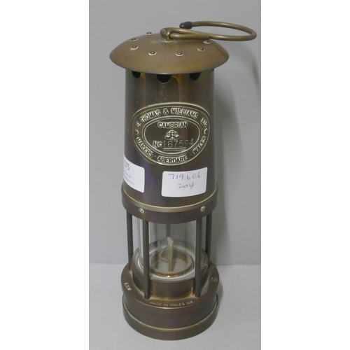 275 - A E. Thomas & Williams Ltd., Aberdare, Wales miners lamp