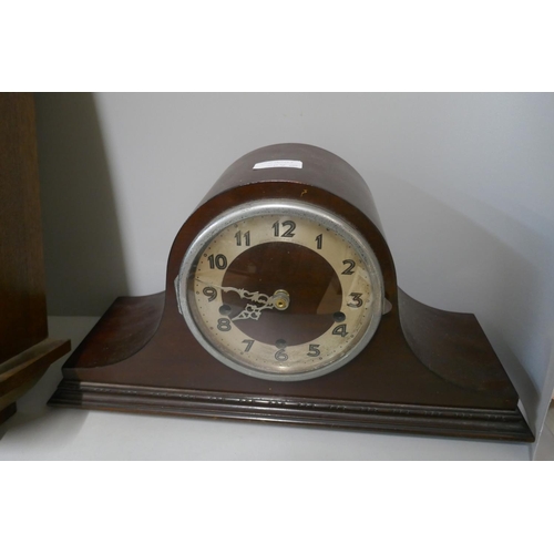 278 - A German oak wall clock and a mantel clock