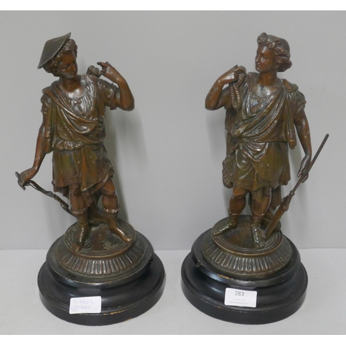 283 - A pair of early 20th Century French painted spelter figures