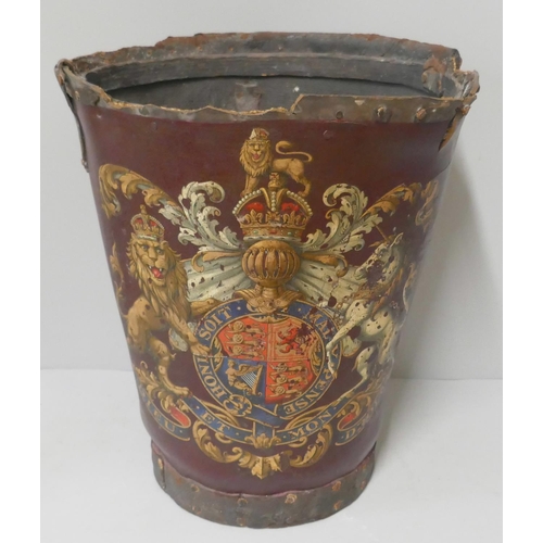 303 - A Victorian leather armorial fire bucket