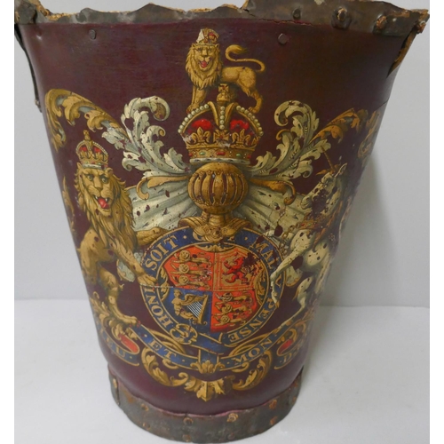 303 - A Victorian leather armorial fire bucket