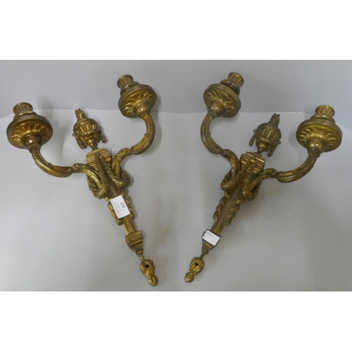 306 - A pair of French brass wall lights