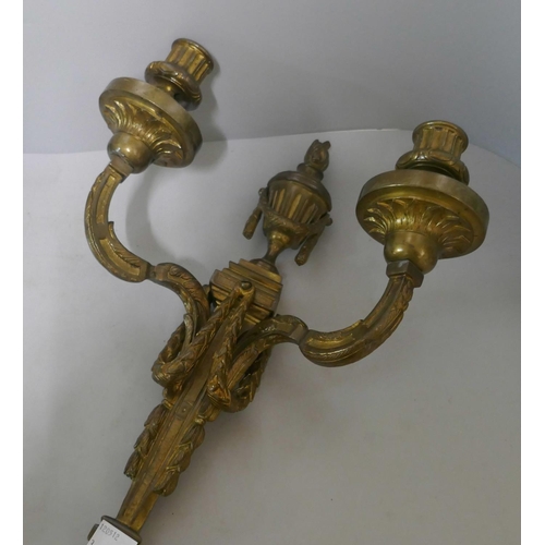 306 - A pair of French brass wall lights