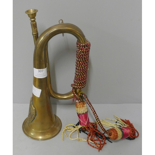 307 - A regimental Argyll & Sutherland brass bugle