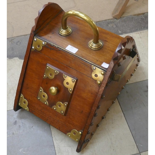 315 - A Victorian walnut and brass mounted coal scuttle